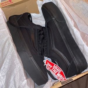Black platform vans - size 8